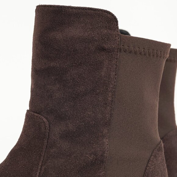Stuart Weitzman 5050 Bold Hickory Sport Suede & Stretch Gabardine Booties - Picture 8 of 10